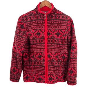 KAREN SCOTT Sport Petites PS Full Zip Fleece Red/Black 100% Polyester